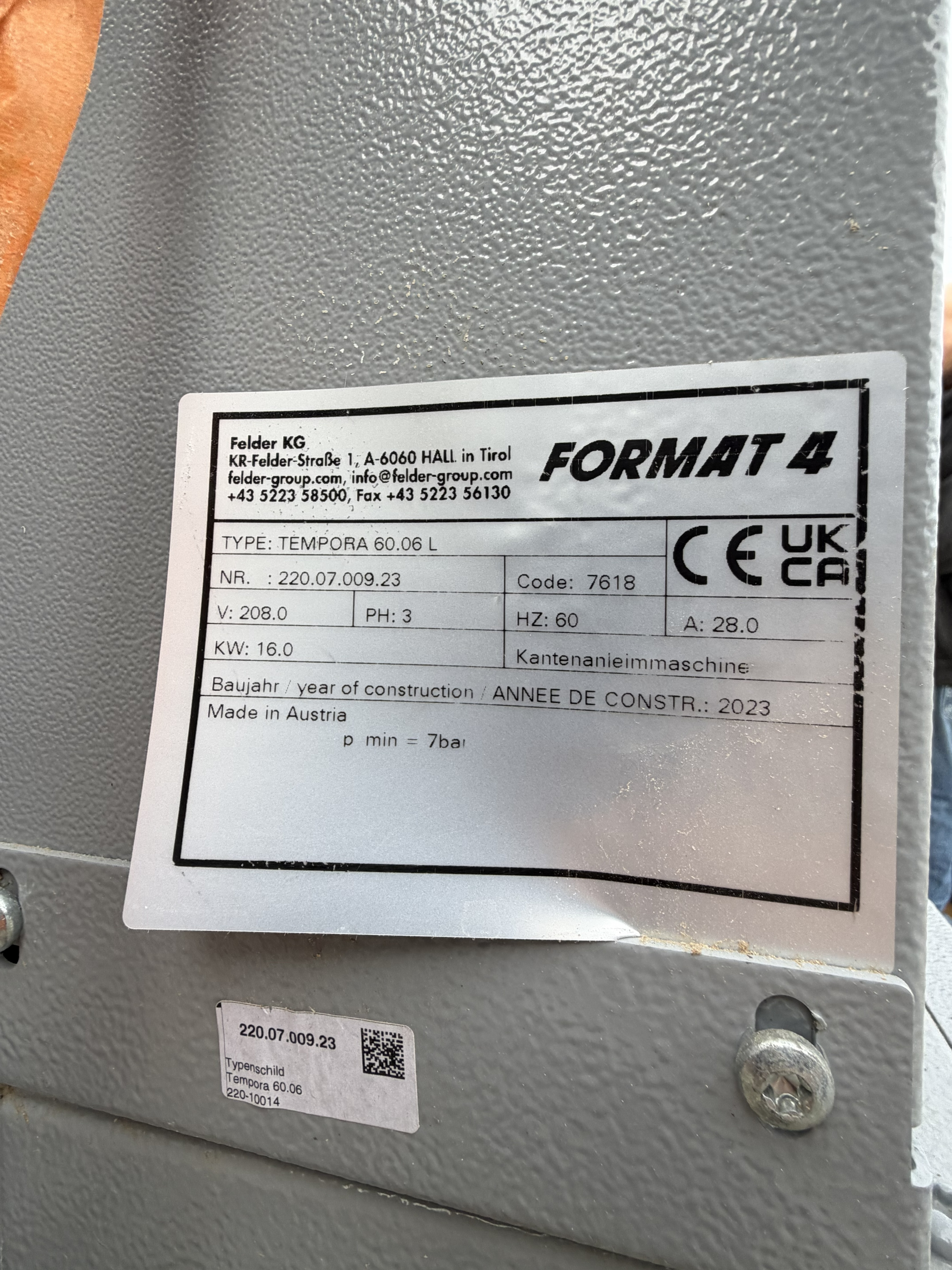Used 2023 Felder Tempora 60.06 L used Edgebander with Premilling and CR. #BBM2833