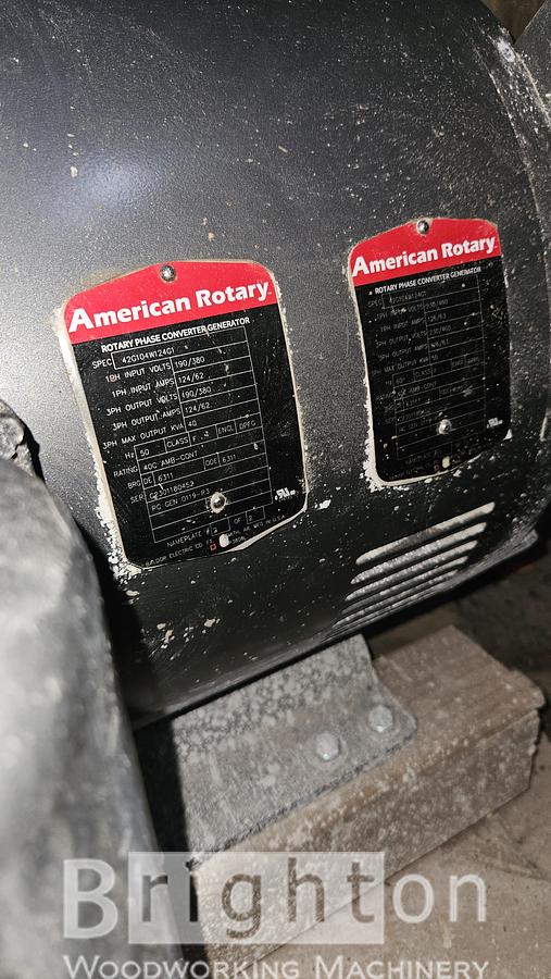 Used American Rotary Used heavy duty rotary phase converter in mint condition. System will be removed from the wall and prepared on a skid for shipping. #BM2866