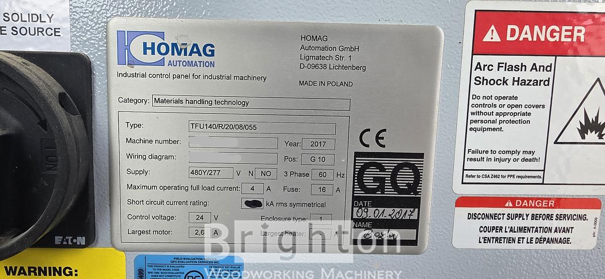 Used 2014 Homag Homag Brandt, Highflex 1650, KDF 650, Edgebander With Homag Model TFU140/R/20/08/055 Boomerag Return Conveyor #BBM2762