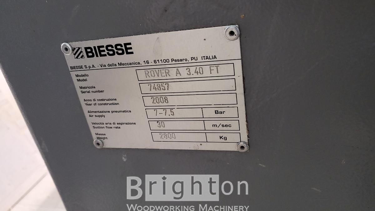 Used 2008 Biesse Rover A 3.40FT 4'x12' Used CNC Router with Vacuum Pump #BM2448
