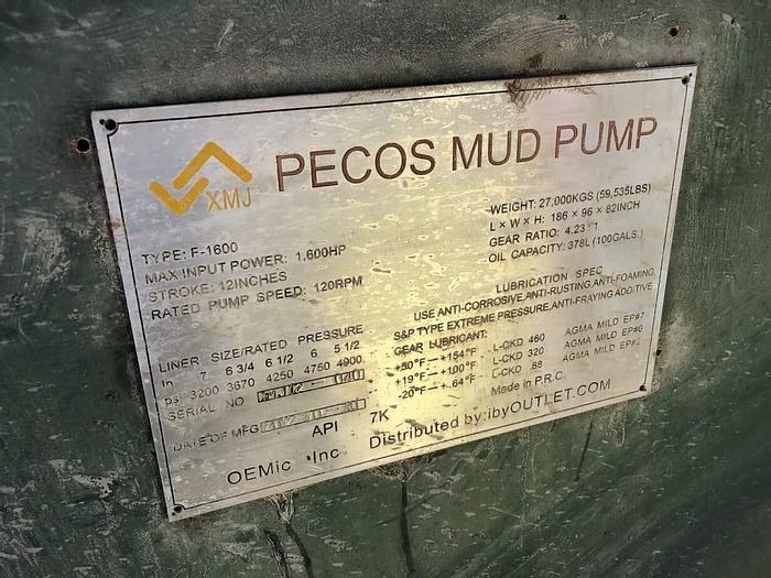 Used F-1600 PECOS Mud Pump