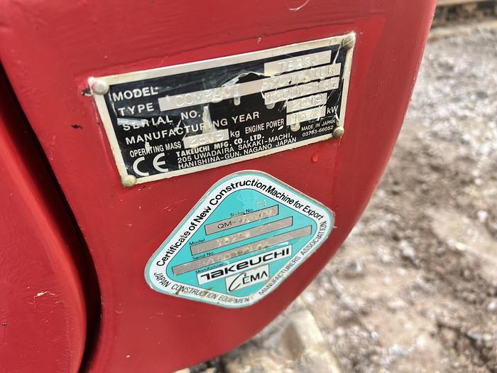 Used 2019 TAKEUCHI TB230