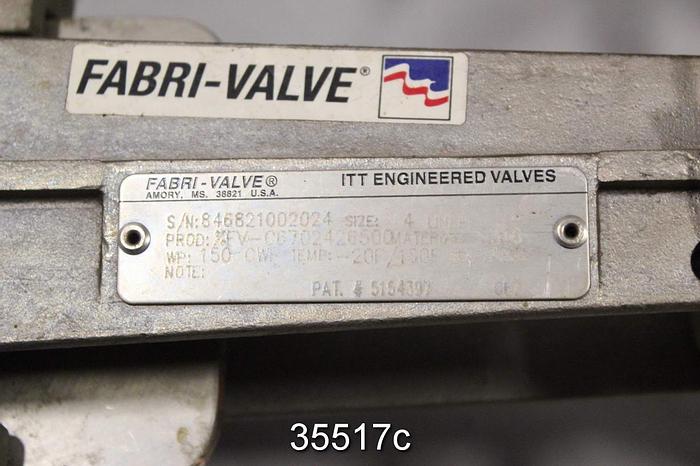 Used Fabri FV-C6702426500 4" Hand Operated Knife Gate Valve #35517