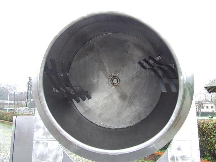 Used Drum mixer with hydraulic adjustment of mixing angle and product discharge