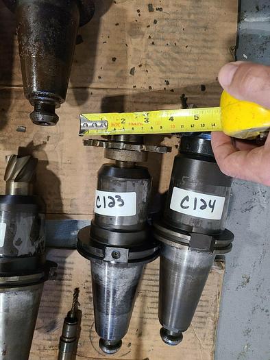 Used CAT 50 CT Tool Holders One Lot  of 8 Assorted CNC Tooling  with Cutters & Drills