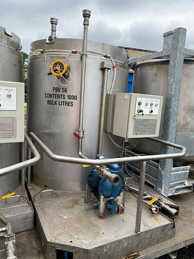 Used 1,000 Litre Stainless Steel Transfer Tank (2 available)