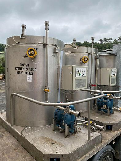 Used 1,000 Litre Stainless Steel Transfer Tank (2 available)