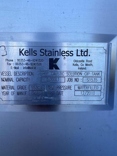 Used 5,000 Litre Insulated Stainless Steel Tank (2 available)