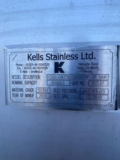 Used 5,000 Litre Stainless Steel Tank (2 available)