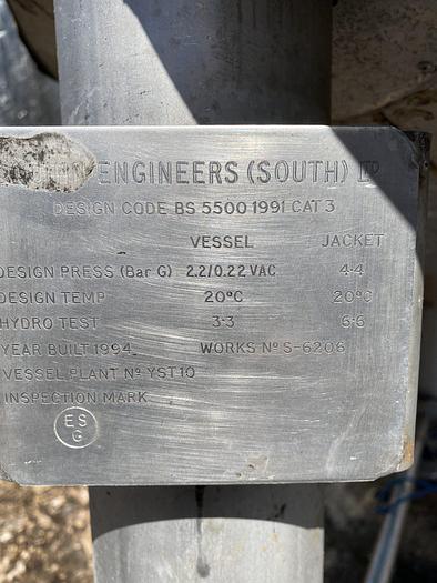 Used 2,000 Litre Mixing Pressure Vessel – Jacketed (2 available)