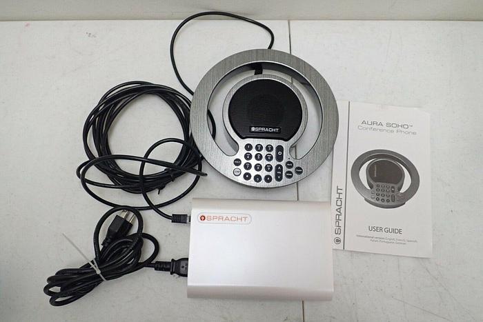 Used Spracht CP-2016 AURA SoHo Conference Speaker Phone w/ Adapter and User Guide