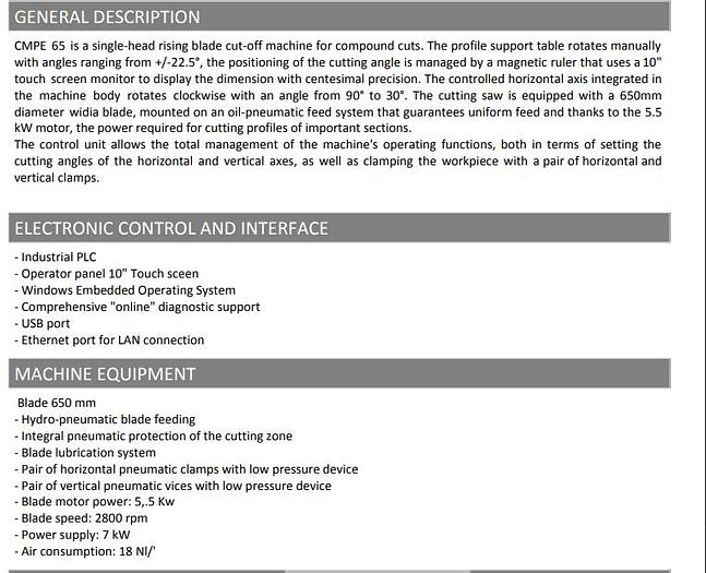 Pertici Single Head Saw CMPE65