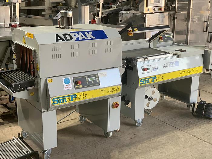 Used 2008 Adpak Smipack FP560A semi-automatic L-sealer and T450 Heat Tunnel