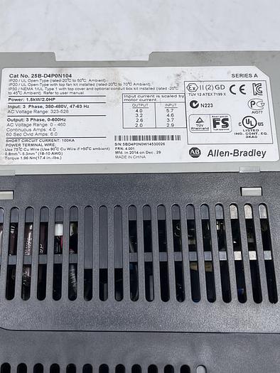Used Allen-Bradley 25B-D4P0N104 Ser A