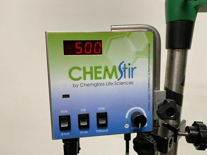 Used Chemglass 15 Liter Glass Reactor w/ Overhead Stirrer & Heating Pad & Mantle