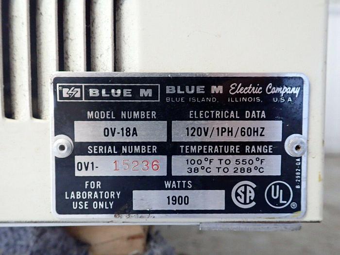 Used Blue M OV-18A Laboratory Oven, 1900 Watts, 120V/1PH/60HZ, w/ Red Lion Controller