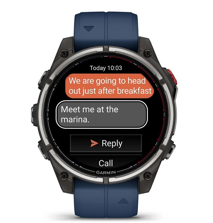 Garmin Quatix 8 Pro - 47mm AMOLED Smartwatch Titanium Bezel Captain Blue Silicone Band