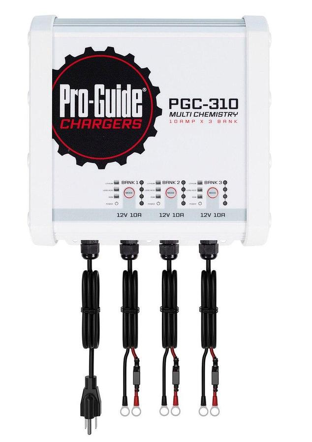 Pro Guide PGC-310 3-Bank 3x12V/10A Lead Acid/LiFePO4 On Board Charger, IP68