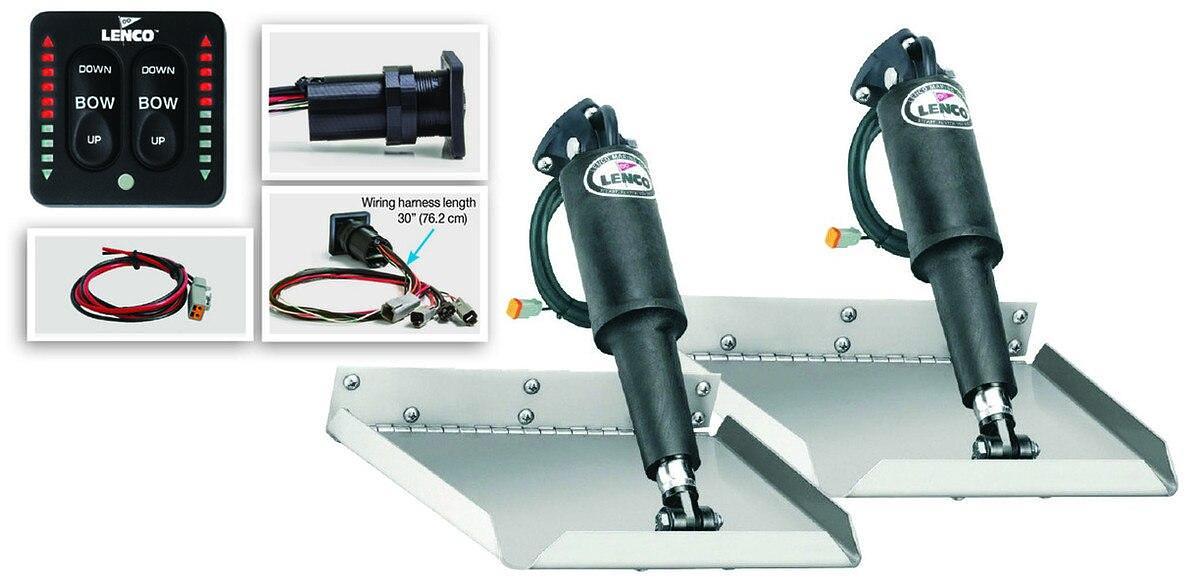 Lenco 12inx12in Edge Mount Trim Tab Kit 12v with LED Integrated Switch