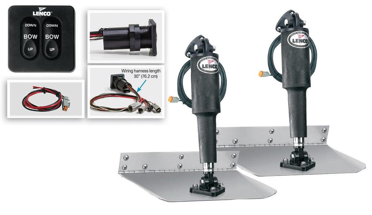 Lenco 9inx12in Standard Mount Trim tab Kit 12v Standard Integrated Switch