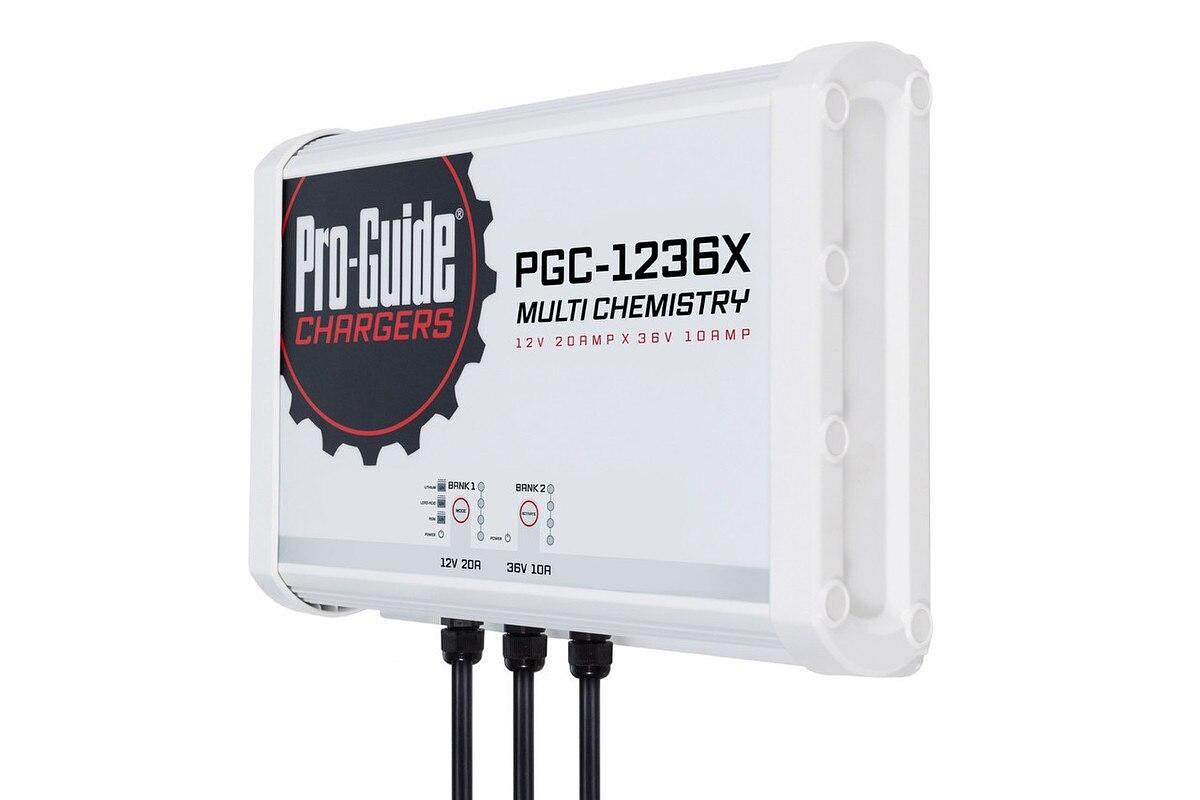 Pro-Guide PGC-1236X 2-Bank 1x12V/20A Lead Acid/LiFePo4 and 1x36V 10A LiFePO4 On Board Charger, IP68