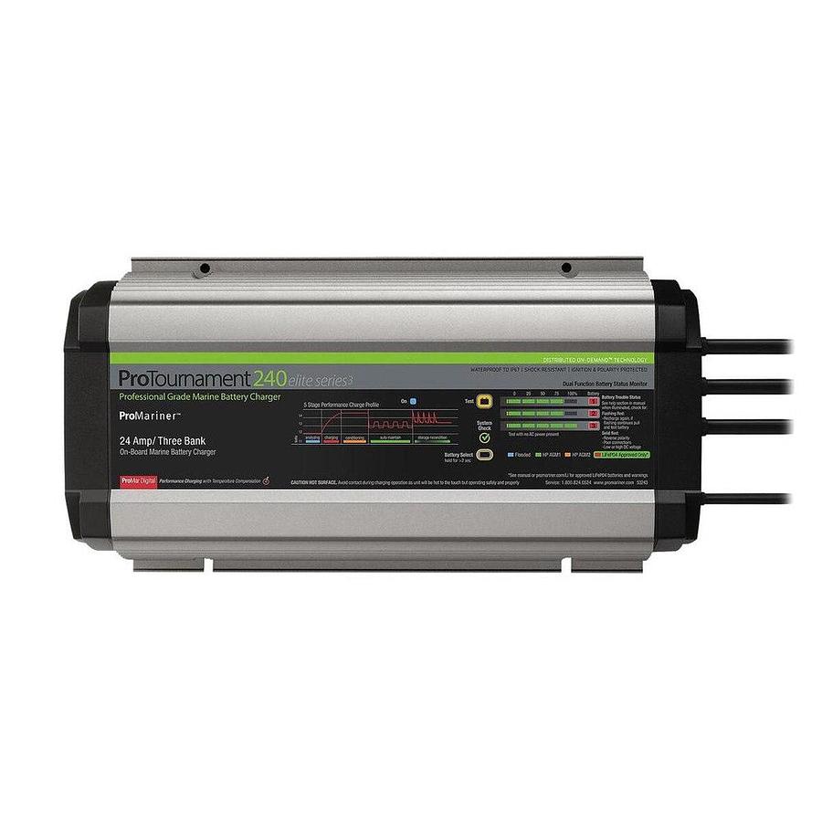 ProMariner ProTournament 240 24 Amp Battery Charger 12/24/36v 3 Bank 120v Input