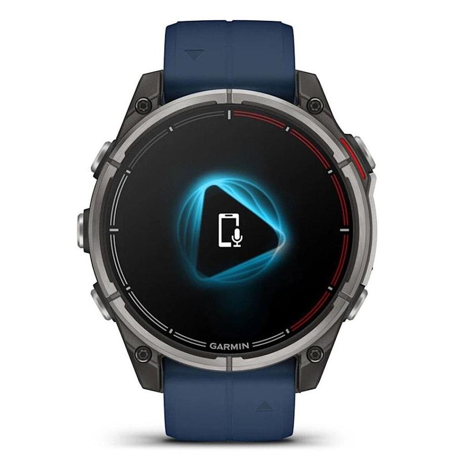 Garmin Quatix 8 47mm AMOLED Smartwatch Titanium Bezel Captain Blue Silicone Band