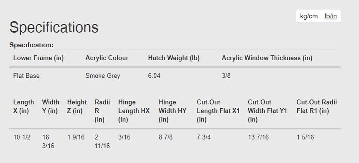 Lewmar Size 20 Ocean Series Hatch Flat Base