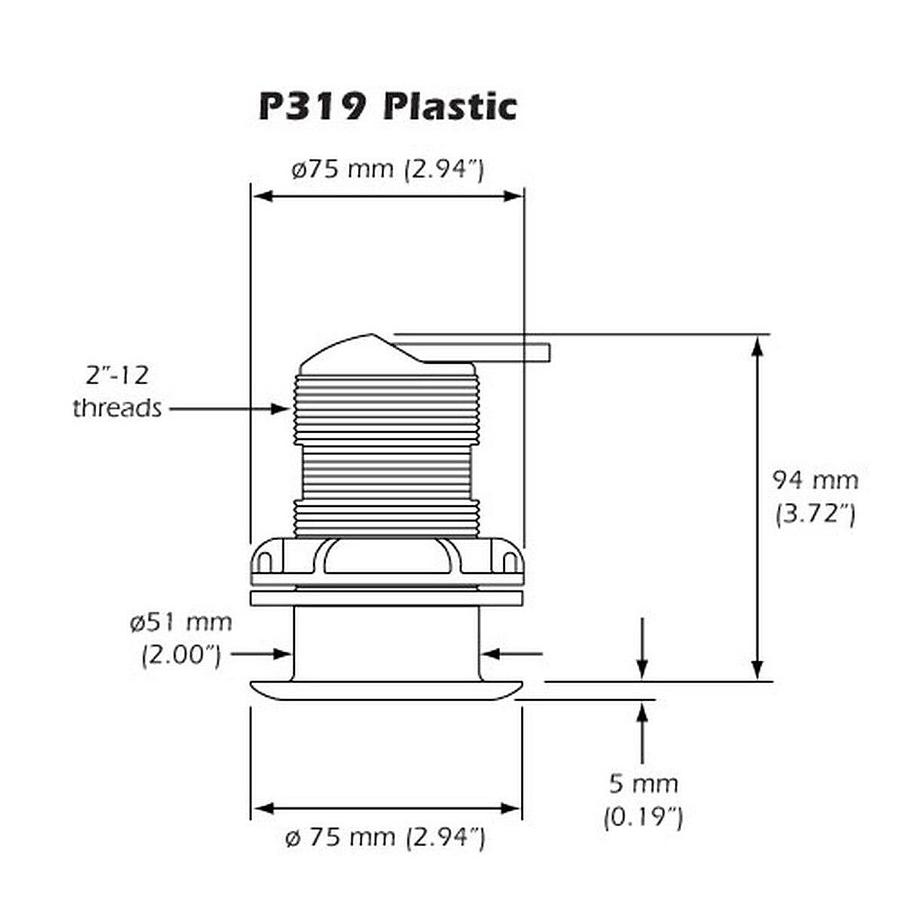 Simrad P319 50/200Khz Plastic Thru Hull 9-Pin