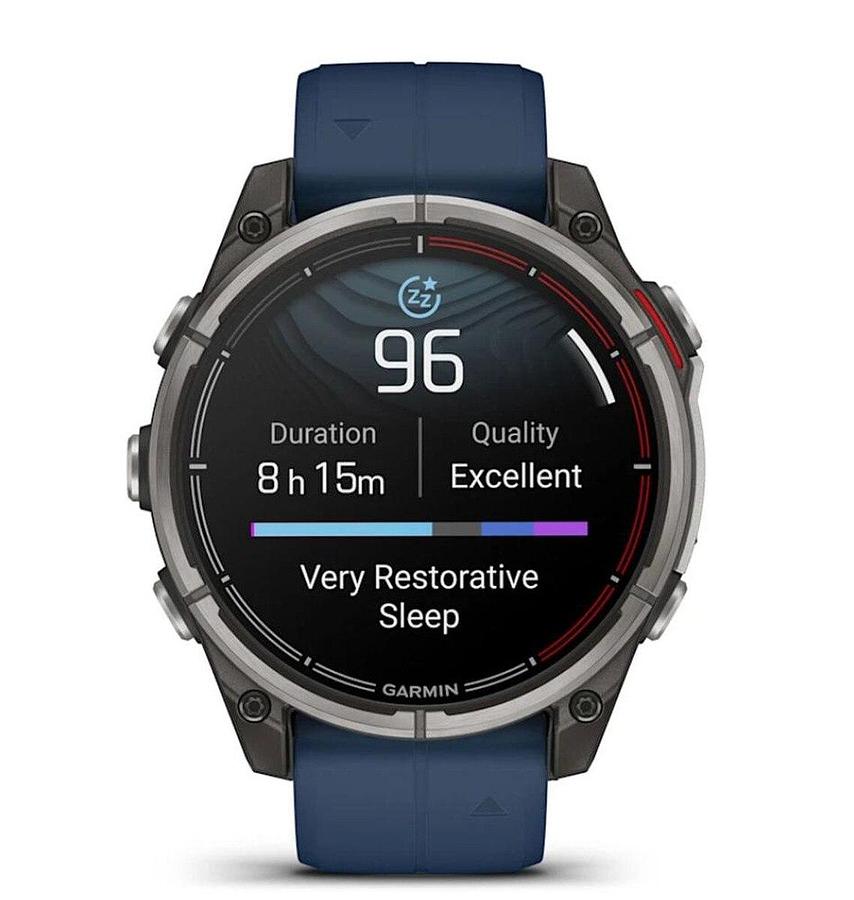 Garmin Quatix 8 47mm AMOLED Smartwatch Titanium Bezel Captain Blue Silicone Band