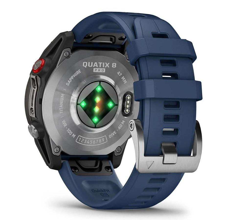 Garmin Quatix 8 Pro - 47mm AMOLED Smartwatch Titanium Bezel Captain Blue Silicone Band