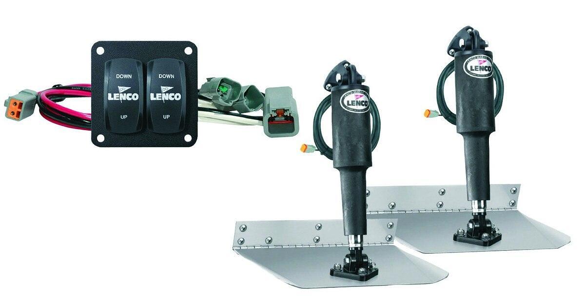 Lenco 9inx12in Standard Mount Trim tab Kit 12v with Double Rocker Switch