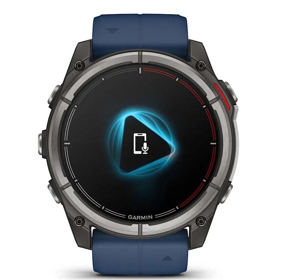 Garmin Quatix 8 51mm AMOLED Smartwatch Titanium Bezel Captain Blue Silicone Band