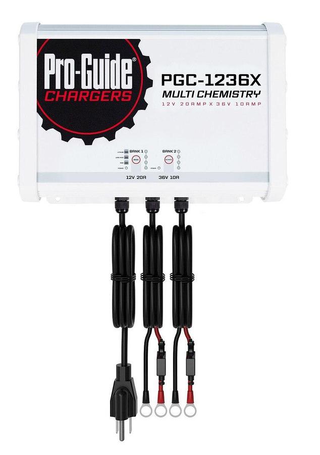Pro-Guide PGC-1236X 2-Bank 1x12V/20A Lead Acid/LiFePo4 and 1x36V 10A LiFePO4 On Board Charger, IP68