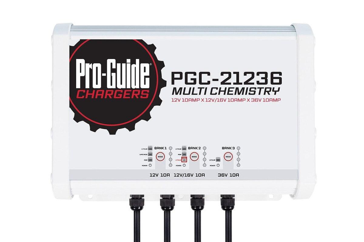 Pro-Guide PGC-21236 3-Bank 1x12V/10A Lead Acid/LiFePO4, 1x 12V/16V/10A AGM/LiFePO4 and 1x36V 10A LiFePO4 On Board Charger, IP68