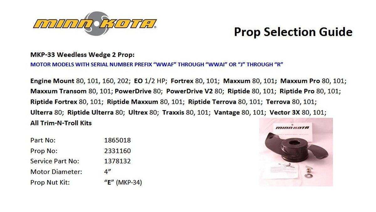 Minn Kota MKP-33 2331160 Prop Weedless Wedge 2