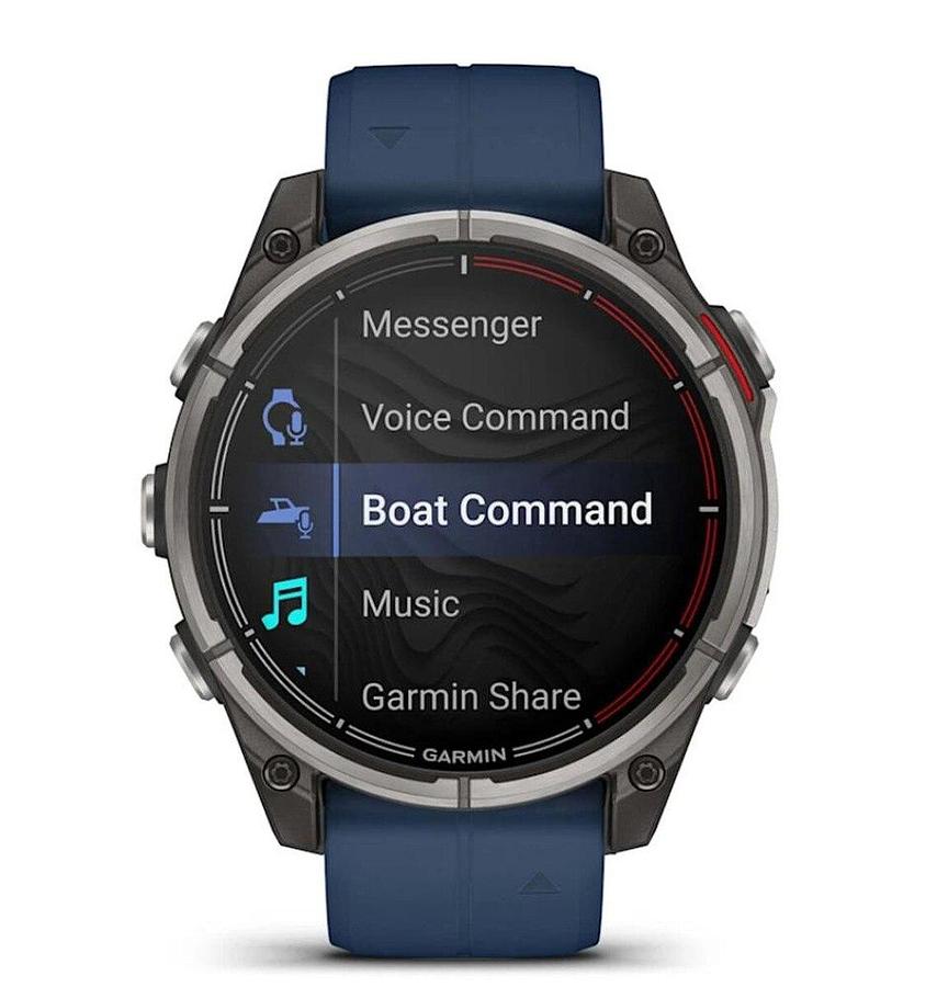 Garmin Quatix 8 47mm AMOLED Smartwatch Titanium Bezel Captain Blue Silicone Band