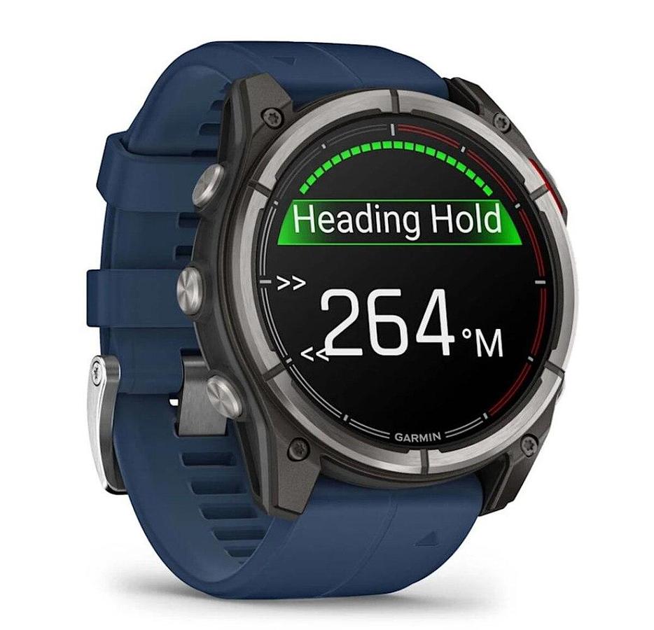 Garmin Quatix 8 51mm AMOLED Smartwatch Titanium Bezel Captain Blue Silicone Band
