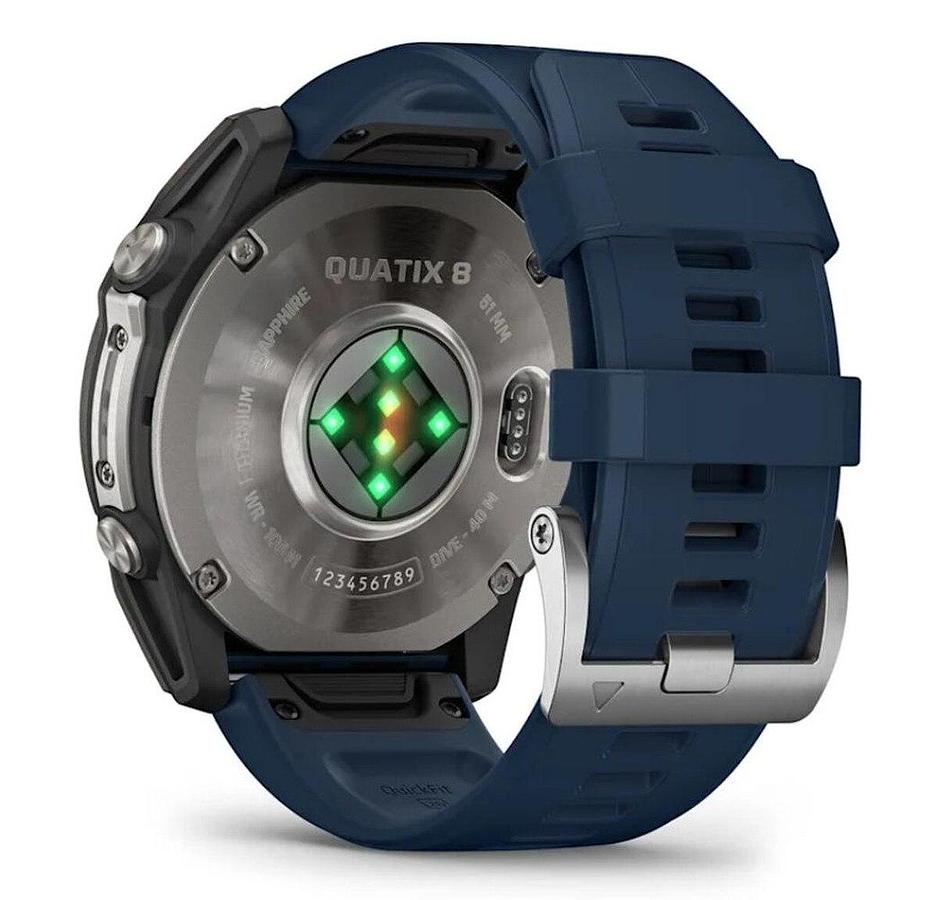 Garmin Quatix 8 51mm AMOLED Smartwatch Titanium Bezel Captain Blue Silicone Band