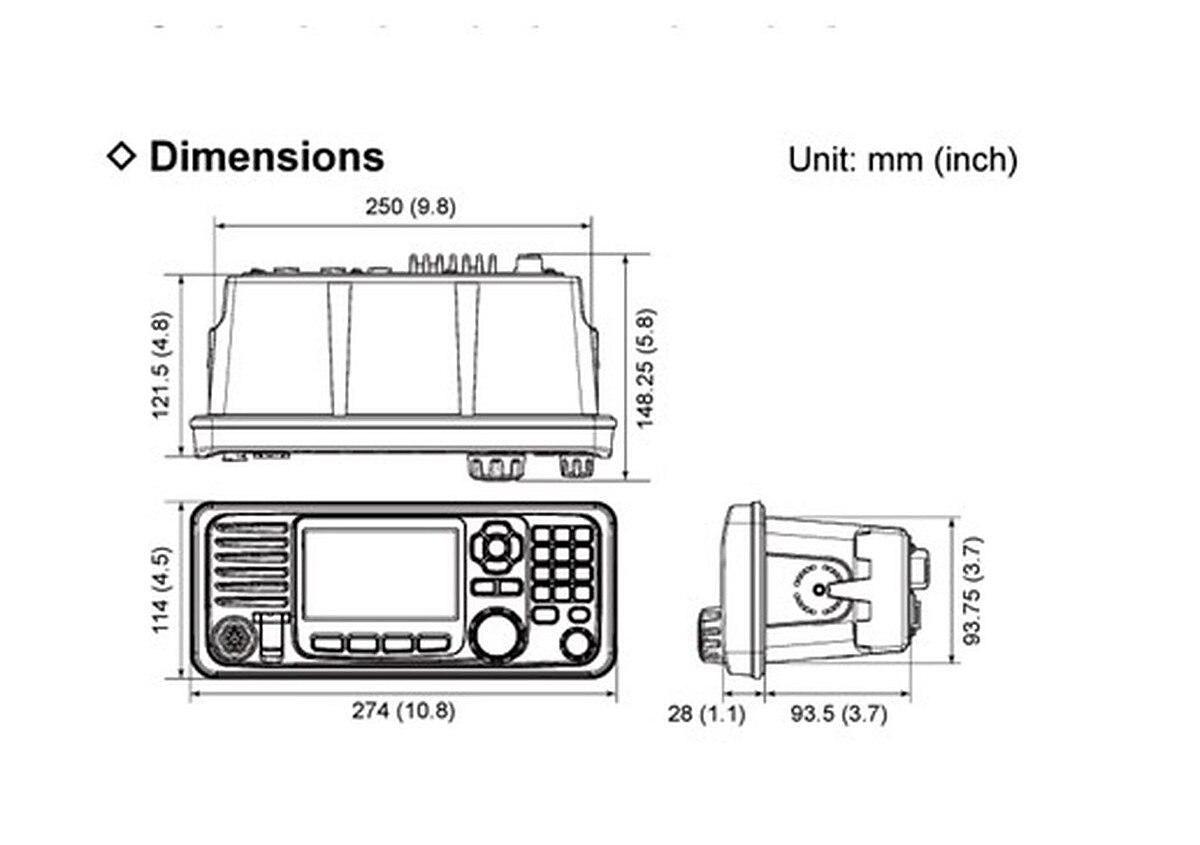 Icom M605 25W VHF AIS Rear Mic Connector