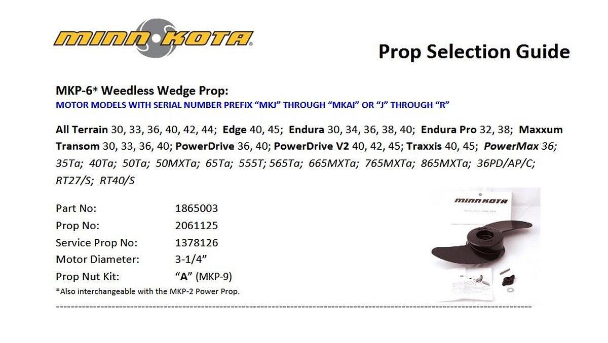 Minn Kota MKP-6 2061125 Prop Weedless Wedge