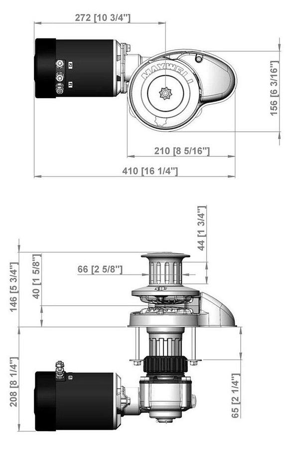 Maxwell RC8-6  Vertical 12v Windlass for 1/4in Chain & 1/2in Line