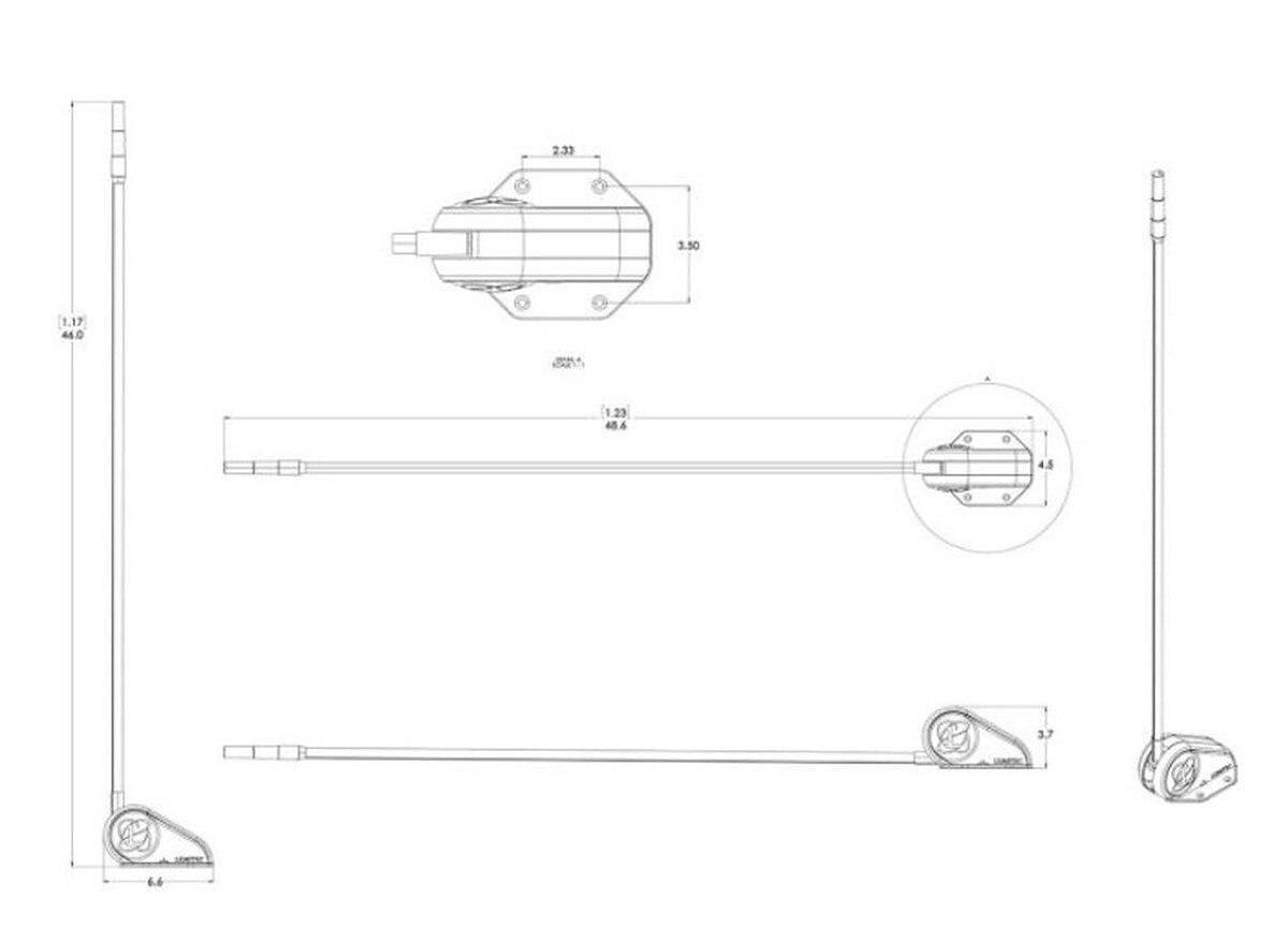 Lumitec Contour 39in Combo Light, 12/24VDC Black Shaft With Angler Motorized Mount