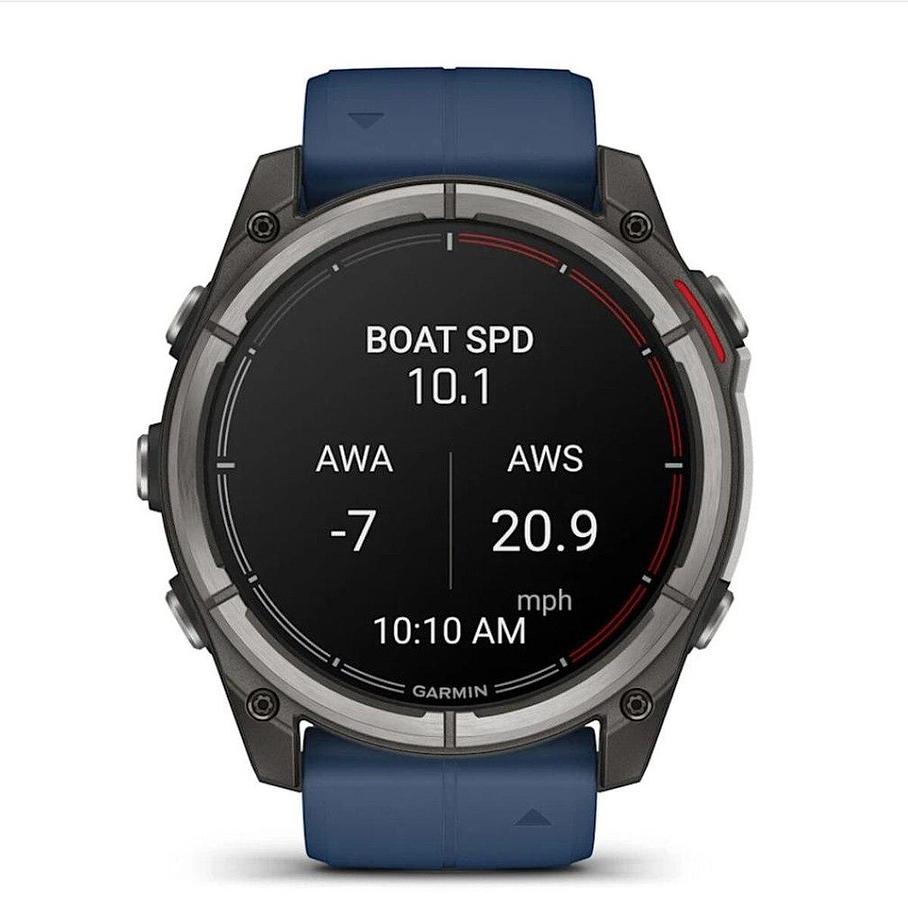 Garmin Quatix 8 51mm AMOLED Smartwatch Titanium Bezel Captain Blue Silicone Band
