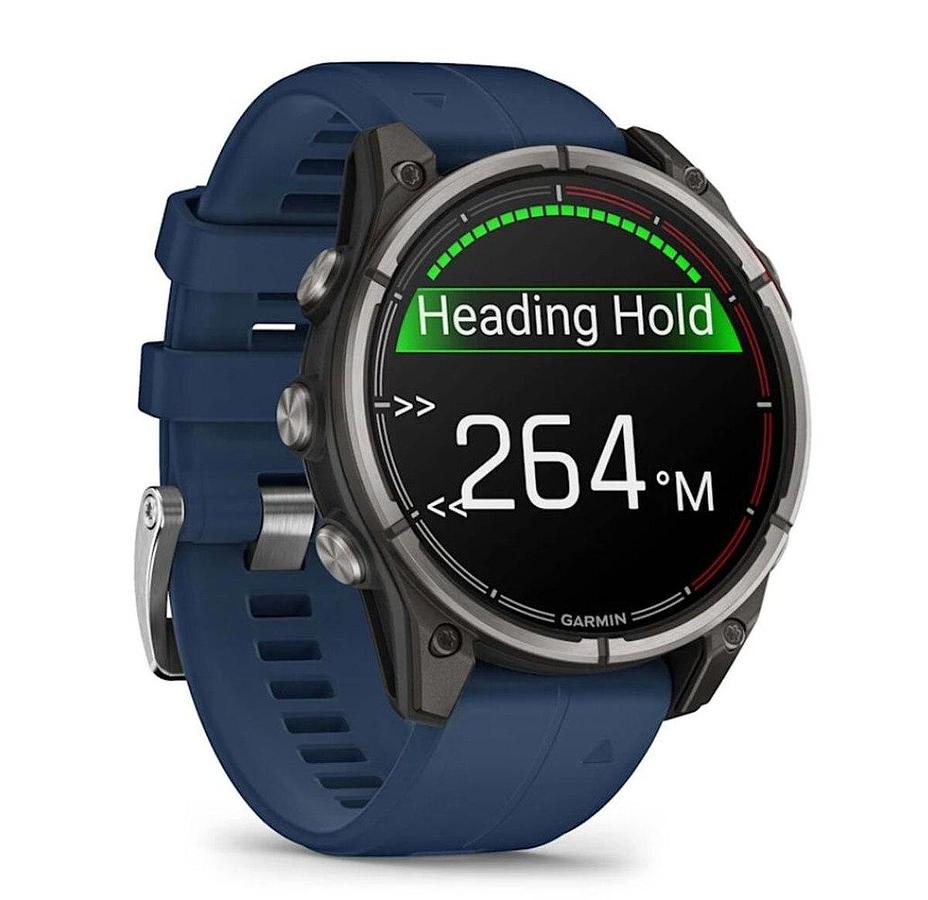 Garmin Quatix 8 47mm AMOLED Smartwatch Titanium Bezel Captain Blue Silicone Band