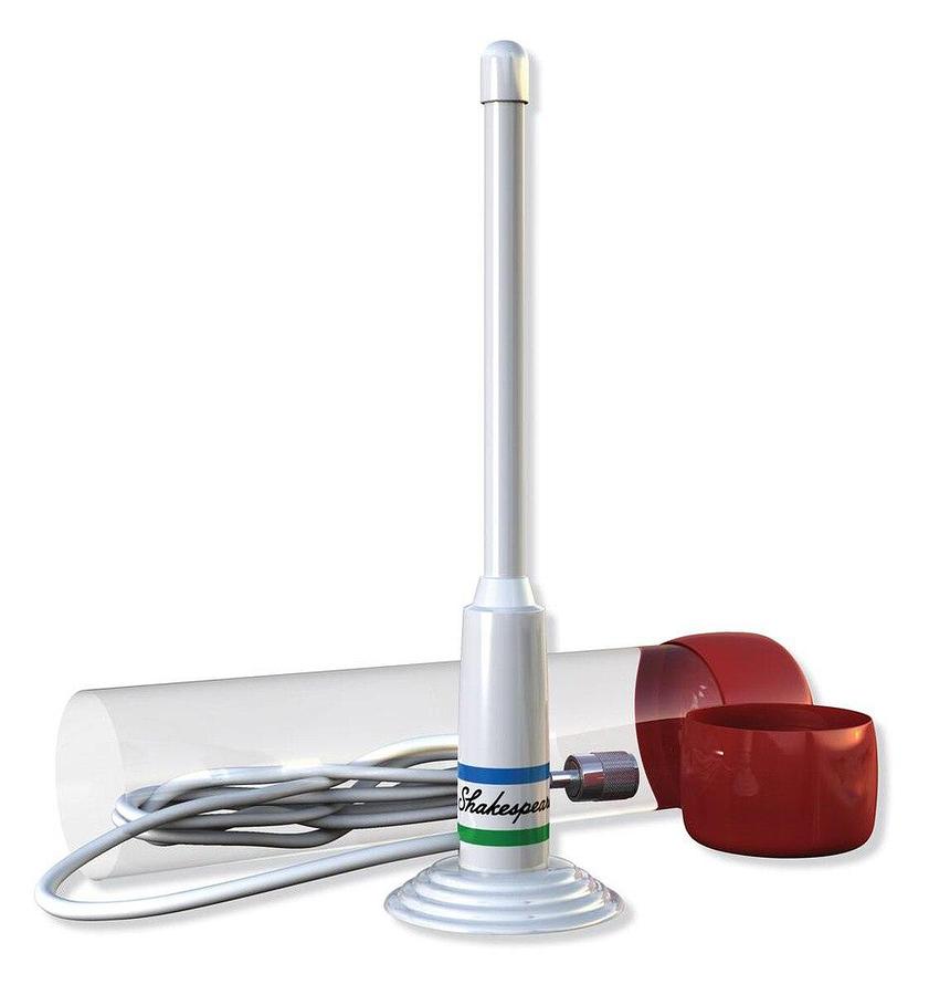 Shakespeare 5911 1ftVHF Antenn W/ 12ft Cable Suction Cup Mnt