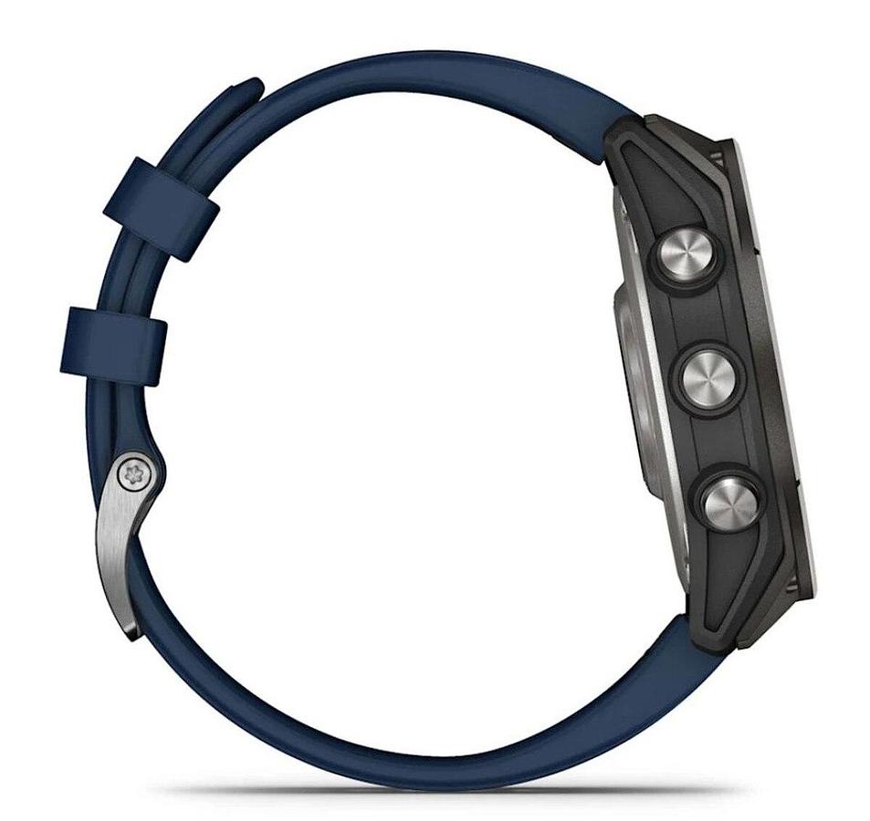 Garmin Quatix 8 47mm AMOLED Smartwatch Titanium Bezel Captain Blue Silicone Band