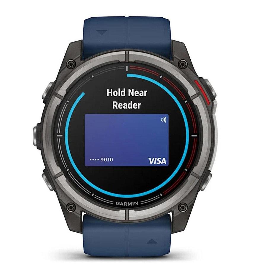Garmin Quatix 8 51mm AMOLED Smartwatch Titanium Bezel Captain Blue Silicone Band