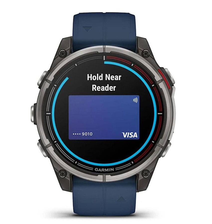 Garmin Quatix 8 47mm AMOLED Smartwatch Titanium Bezel Captain Blue Silicone Band