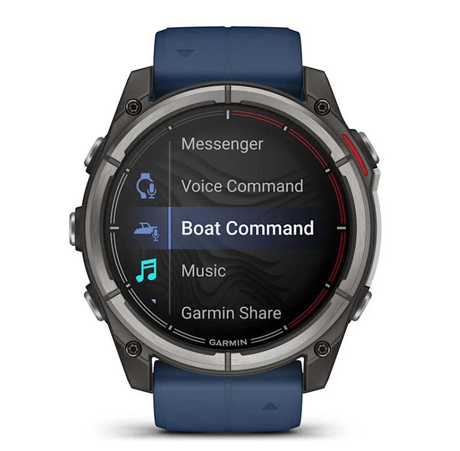Garmin Quatix 8 51mm AMOLED Smartwatch Titanium Bezel Captain Blue Silicone Band